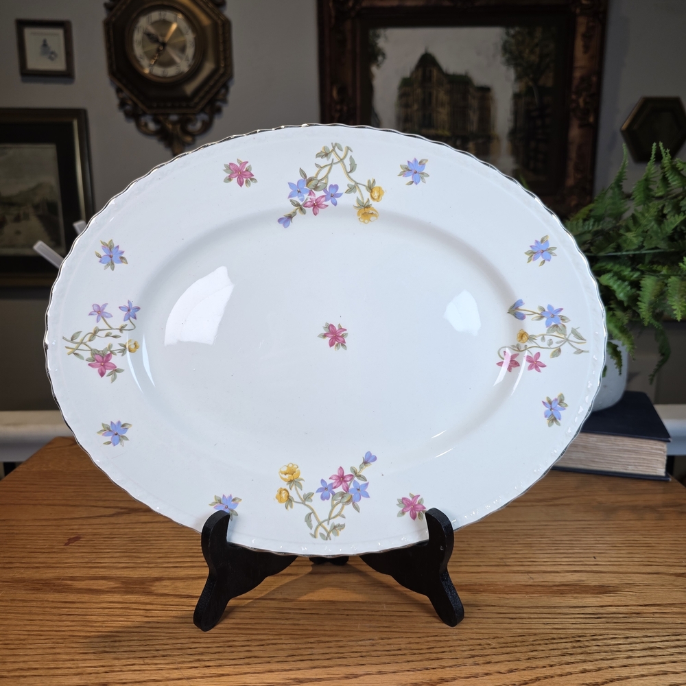 Vintage Myott Son & Co Staffordshire England 12.5" Floral Serving Platter